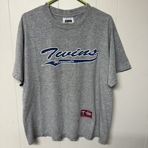 Vtg 03 Minnesota Twins MLB Graphic Tee Shirt American League Logo Gray Men L GUC